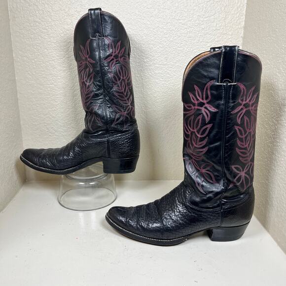 Justin Cowboy Boots - size 10.5D - Black- very good vintage condition - Picture 1 of 8